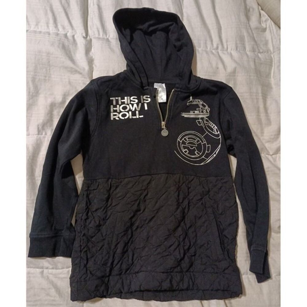 Disney Star Wars Black Hoodie Youth XL -- BB8 "This Is How I Roll" Sweatshirt